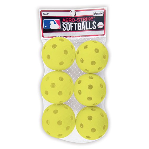 Franklin Sports Aero-Strike Plastic Softballs-Pack of 6 (Colors May Vary)