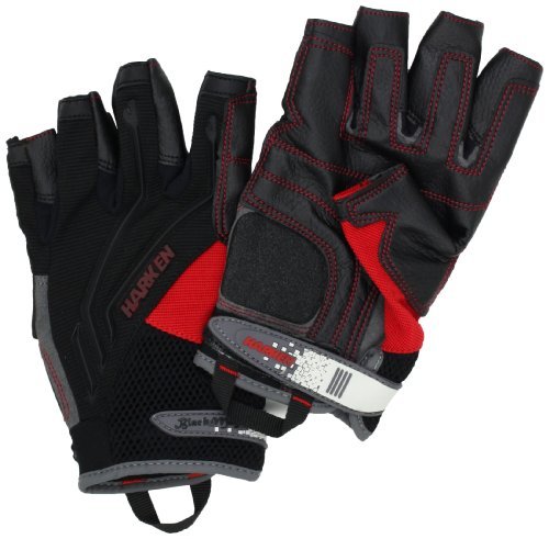 HARKEN Premium Sailing Protective Gloves Men’s 3/4 Finger Reflex, Black, X-Small, Model 2083XS