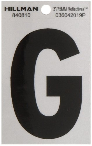 The Hillman Group 840810 3-Inch Letter G Reflective Square-Cut Mylar, Black on Silver (6 Pack)