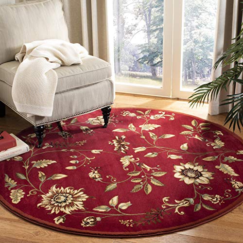 SAFAVIEH Lyndhurst Collection 5’3″ Round Red / Multi LNH552 Traditional Floral Non-Shedding Dining Room Entryway Foyer Living Room Bedroom Area Rug