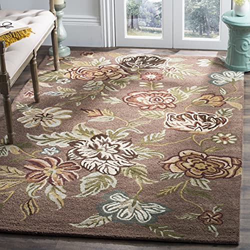 SAFAVIEH Blossom Collection 8′ x 10′ Brown/Multi BLM920A Handmade Floral Premium Wool Area Rug