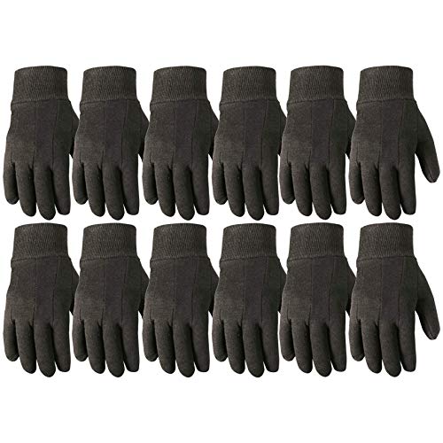 Wells Lamont Versatile Work Gloves | Lightweight, Durable, Comfortable Jersey | Basic, 12-Pair Bulk Pack, Large (506LZ) , Brown