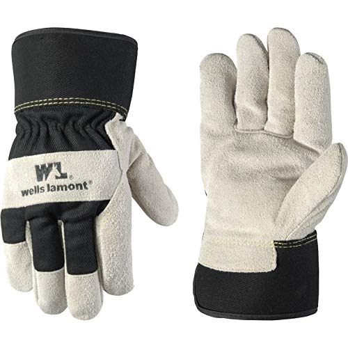 Wells Lamont Men’s Heavy Duty Leather Palm Winter Work Gloves with Safety Cuff (Wells Lamont 5130XL), Black