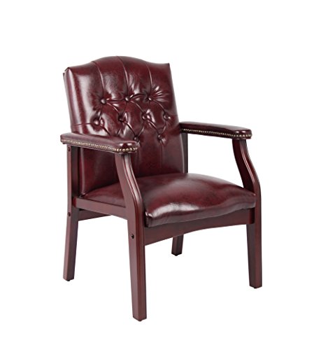 Boss Office Products Ivy League Executive Guest Chair, Vinyl in Burgundy