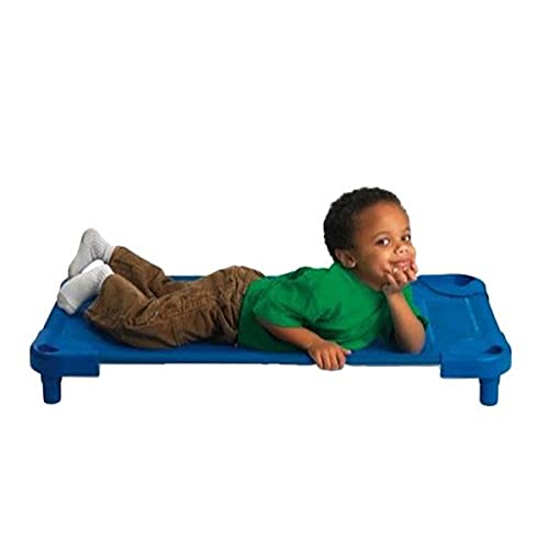 Children’s Factory Angeles Value Line Unassembled Toddler Cots – Set-4, Blue, AFB5757, Classroom, Preschool and Daycare Kids Nap Cots, Portable & Stackable Sleeping Cots