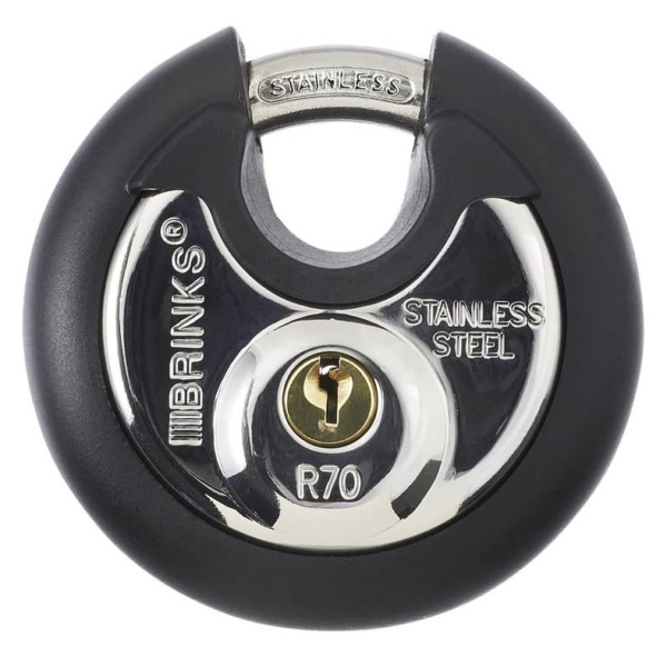 BRINKS – 70mm Commercial Stainless Steel Keyed Discus Padlock – Stainless Steel Body with Stainless Steel Shackle