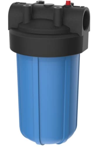 Pentair Pentek 150239 Big Blue Filter Housing, 1 1/2″ NPT #10 Whole House Heavy Duty Water Filter Housing with High-Flow Polypropylene (HFPP) Cap and Pressure Relief Button, 10-Inch, Black/Blue