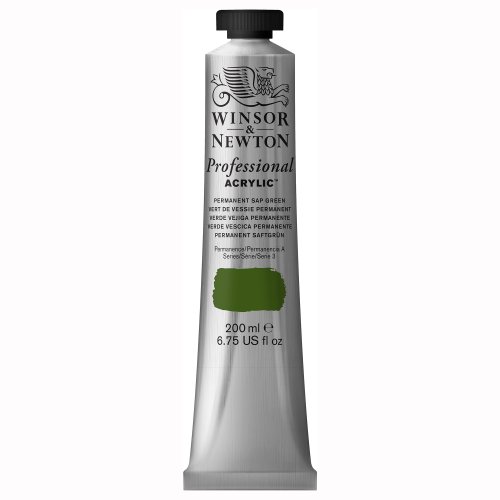 Winsor & Newton Professional Acrylic Color, 200ml (6.75oz) tube, Permanent Sap Green