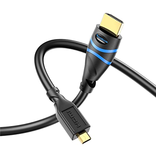 BlueRigger Micro HDMI to HDMI Cable (10 FT, 4K 60Hz, HDR, High Speed, Ethernet) – Compatible with GoPro Hero 7/6/5/4, Raspberry Pi 4, Sony A6000/A6300 Camera, Nikon B500, Lenovo Yoga 3 Pro, Yoga 710