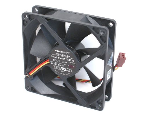 Foxconn PVA092G12M DC12 Volt 0.24 Amp, Rear Case Brushless Cooling Fan 92mm x 92mm x 25mm, 3-WIRE/3-PIN CONNECTOR