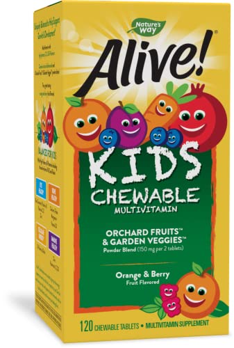 Nature’s Way Alive! Kids Chewable Multivitamin, Gluten Free, 120 Chewable Tablets