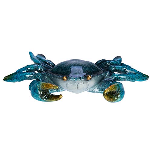 Beachcombers Gloss Blue Crab 8-inch Length Resin, Figurine