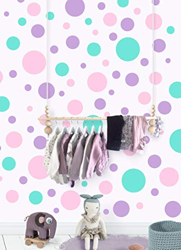 Pastel Polka Dot Wall Decals -Girls Room Decor Stickers Living Room Bedroom, Bathroom, Playroom, Baby Nursery Toddler to Teen DIY Decoration (Pastel)