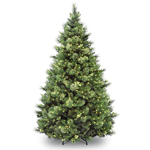 National Tree Company ‘Feel Real’ Pre-lit Artificial Christmas Tree | Includes Pre-strung White Lights | Flocked with Cones | Carolina Pine – 6.5 ft