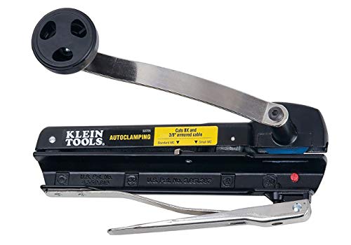 Klein Tools 53725 Armored and BX Cable Cutter, Cuts Up to 3/8 Inch Armored Cable-BX-AC-MC-MCAP-Greenfield, With Storage and Extra Blades