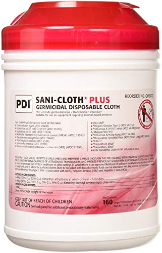 PDI Q89072 Sani-Cloth Plus Germicidal Disposable Cloths, 160/Tub – Pack of 2