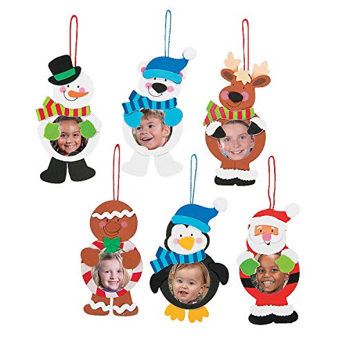 Fun Express Christmas Character Picture Frame Ornament Craft Kits – Makes 12- Holiday Crafts for Kids