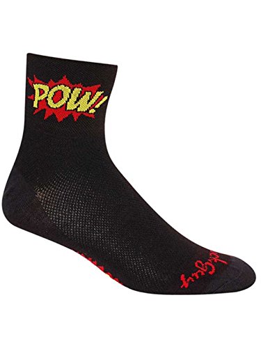 SockGuy, Classic Boom Pow Mens Socks, cuff height 3″, Boom Pow, X-Large