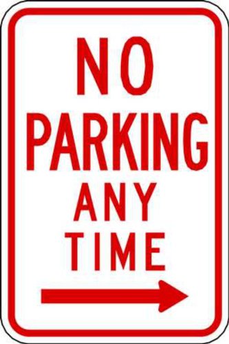 Zing Green Products 2278 Eco Safety Engineer Grade Prismatic Parking Sign, No Parking Anytime, Right Arrow, 18 x 12 Inch, Red on White
