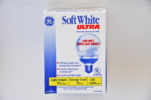 GE 80506 Soft White Screw Base Fluorescent Globe Light Bulb