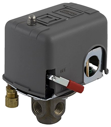 Square D by Schneider Electric 9013FHG44J59M1X Air-Compressor Pressure Switch, 175 Psi Set Off, 40 Psi Fixed Differential, 4-Way Flange, 2-Way Release Valve, Auto/Off Cut-Out Lever