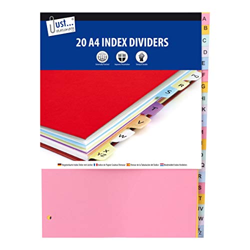 Just Stationery 20 A-Z A4 Paper Index Divider