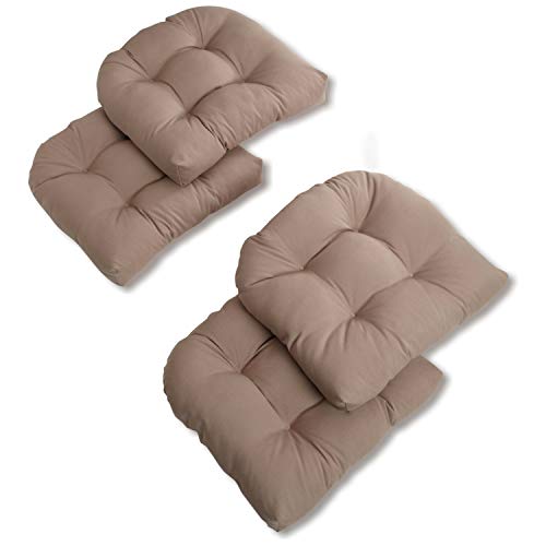 Blazing Needles, L.P. Twill Rounded Back Chair Cushion, 4 Count (Pack of 1), Toffee