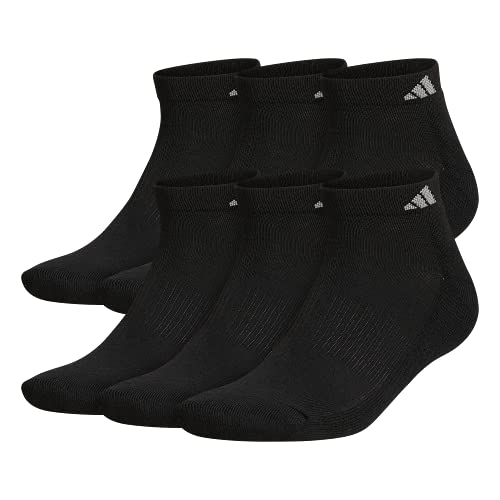 adidas Men’s Athletic Cushioned 6-Pack Low Cut, Black/Aluminum 2, Large