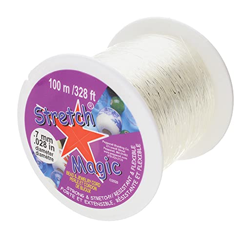 Stretch Magic Bead & Jewelry Cord – Strong & Stretchy, Easy to Knot – Clear Color – 0.7mm diameter – 100-meter (328 ft) spool – Elastic String for making beaded jewelry