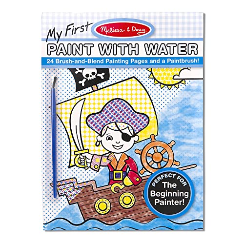 Melissa & Doug My First Paint With Water Kids’ Art Pad With Paintbrush – Pirates, Space, Construction, and More
