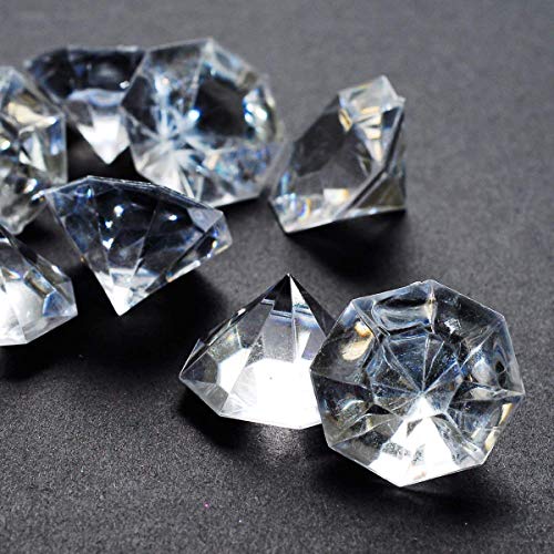 2 Pounds of 25 Carat Clear Acrylic Diamonds – Big Diamonds for Table Centerpiece Decorations, Wedding Decorations, Bridal Shower Decorations