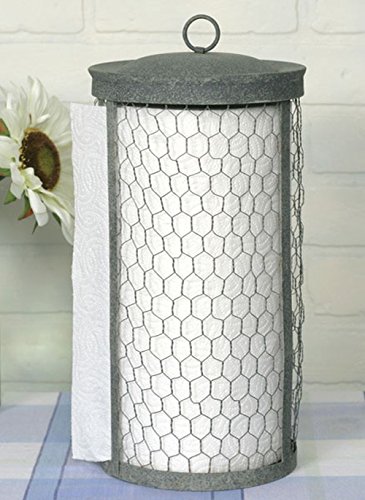 Colonial Tin Works Chicken Wire Paper Towel Holder (Grey) (Gray)