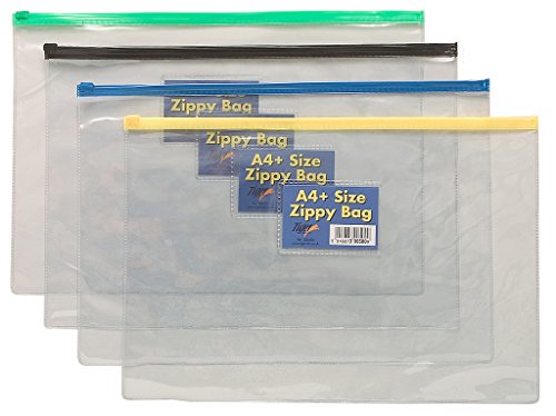 Tiger Clear Multi Purpose Zip Lock Zippy Bag A4/Foolscape Size – Ideal For Filing/Storage/School/Office/Work