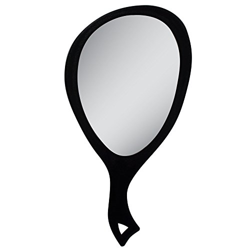 Zadro XL Handheld Mirror, 1X Magnification Teardrop Glass Mirror, Professional Ergonomic Design for Makeup Hairstyling Touch-ups Grooming – Black