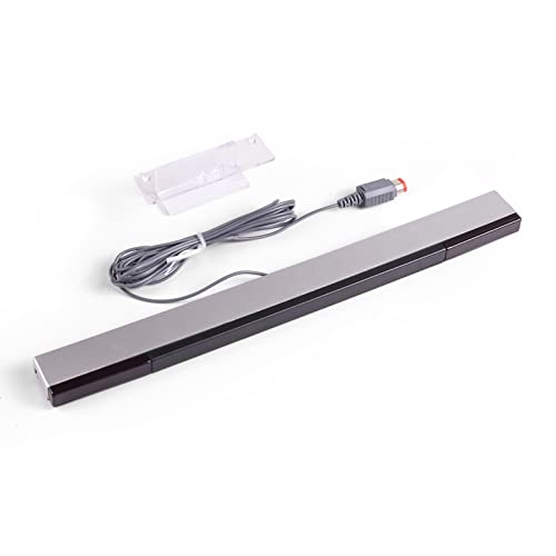 JINHEZO Replacement Wired Infrared IR Ray Motion Sensor Bar Compatible Nintendo Wii and Wii U Console (Silver/Black)