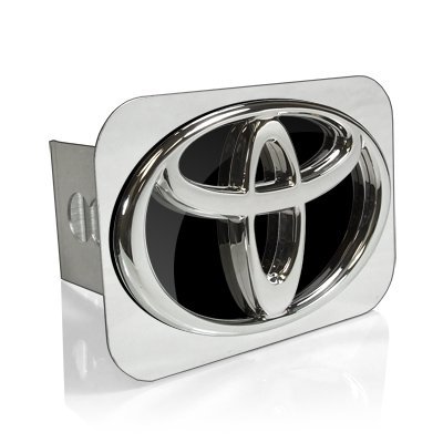 Toyota 3D Logo Black Infill Chrome Tow Hitch Cover, Official Licensed