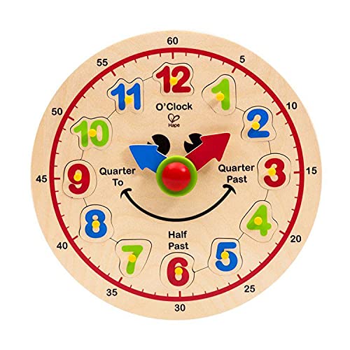 Award Winning Hape Happy Hour Clock Kid’s Wooden Time Learning Puzzle