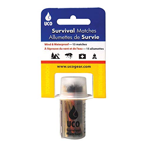 UCO Windproof and Waterproof Survival Matches with Sealed Case and 2 Strikers – 15 Matches
