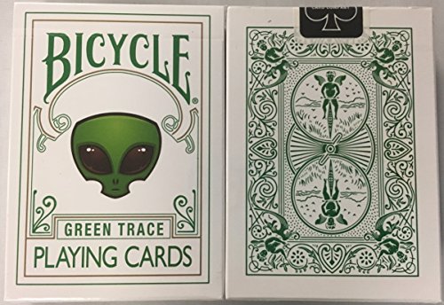 Bicycle Green Trace Playing Cards Alien Design