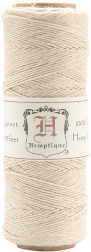 Hemptique 100% Natural Hemp Cord Single Spool – 205ft ~ 62.5m Hemp String Spool – Crafters Number 1 Choice – .5mm Cord Thread for Jewelry Making, Macramé, Scrapbooking, & More – Natural