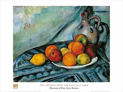 Buyartforless Fruit and A Jug On A Table by Paul Cezanne 24×32 Art Print Poster Famous Painting Still Life Fruit Plate Apples