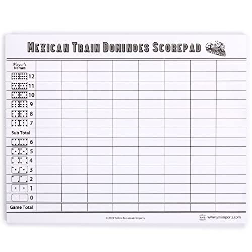 Yellow Mountain Imports Mexican Train Dominoes Scorepad – 50 Sheets
