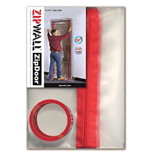 ZIPWALL ZipDoor ZDS Standard Dust Barrier Zipper Door Kit, 1 Pack, Red
