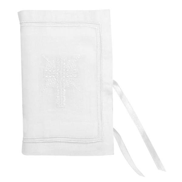 Stephan Baby Keepsake Bible with Embroidered Cover and Ribbon-Tie Closure, White