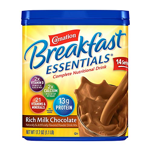 Carnation Breakfast ESSENTIALS Chocolate Powder, 17.7-Ounce Jar (Pack of 3)