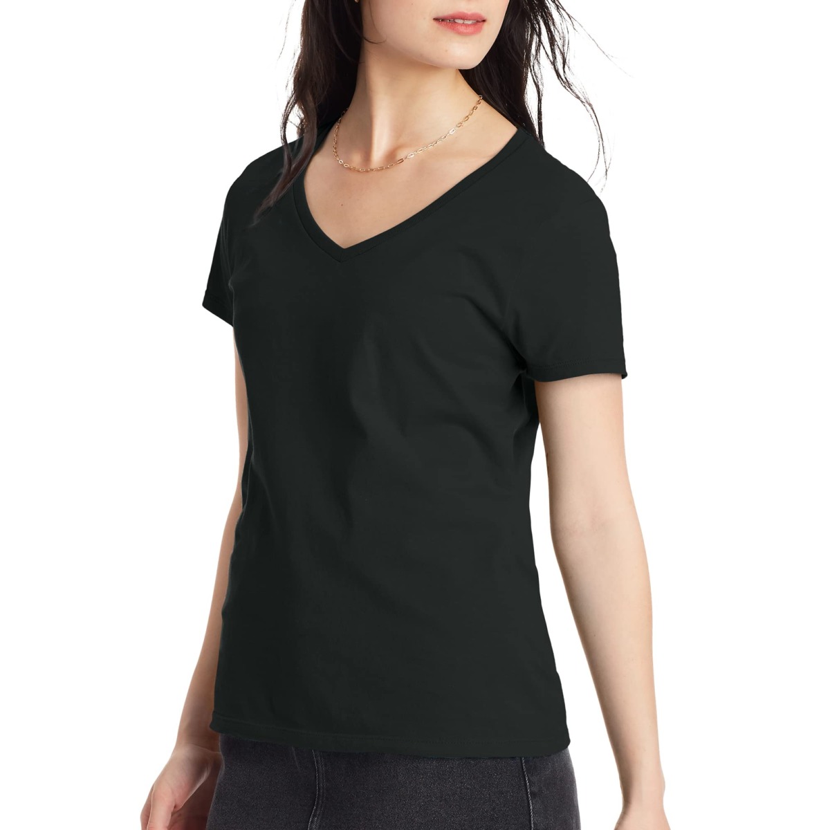 Hanes Women’s Perfect-T Short Sleeve V-Neck T-Shirt (1 or 2 Pack Option) | The Storepaperoomates Retail Market - Fast Affordable Shopping
