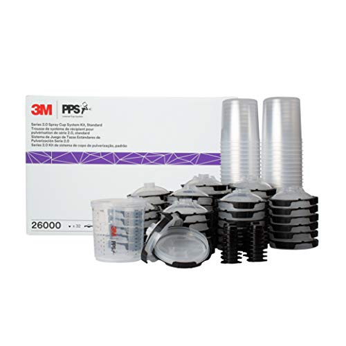 3M 26000 PPS 2.0 Spray Gun Cup, Lids and Liners Kit, Standard, 200-Micron Filter, 22 Ounces