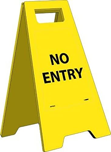 NMC HDFS205 Heavy Duty Floor Stand Sign, Legend “NO ENTRY”, 10-3/4″ Length x 24-5/8″ Height, Black on Yellow