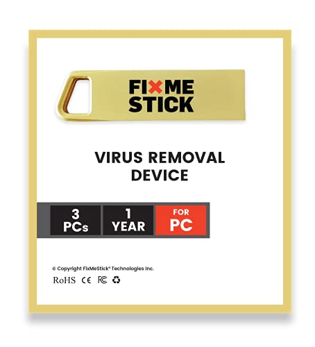 FixMeStick Gold Computer Virus Removal Stick for Windows PCs – Unlimited Use on Up to 3 Laptops or Desktops for 1 Year – Works with Your Antivirus