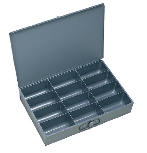 Durham 211-95-IND Gray Cold Rolled Steel Individual Small Scoop Box, 13-3/8″ Width x 2″ Height x 9-1/4″ Depth, 12 Compartment